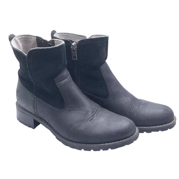 Timberland Shoes - Timberland Bethel Biker Winter Boots Black Suede Zip Size 6.5 37.5 Chunky Lug